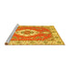 Sideview of Machine Washable Medallion Yellow Traditional Rug, wshtr381yw