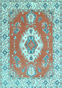 Medallion Light Blue Traditional Rug, tr381lblu