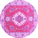 Round Medallion Purple Traditional Rug, tr381pur