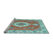 Sideview of Machine Washable Medallion Light Blue Traditional Rug, wshtr381lblu