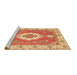 Sideview of Machine Washable Medallion Brown Traditional Rug, wshtr381brn