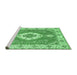 Sideview of Machine Washable Medallion Emerald Green Traditional Area Rugs, wshtr381emgrn