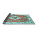 Sideview of Medallion Light Blue Traditional Rug, tr381lblu