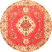 Machine Washable Medallion Orange Traditional Area Rugs, wshtr381org