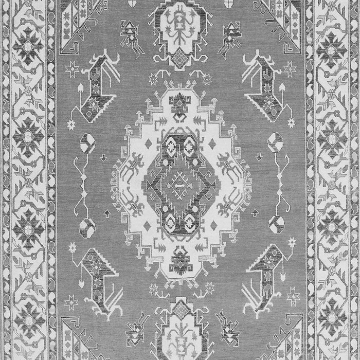 Serging Thickness of Machine Washable Medallion Gray Traditional Rug, wshtr381gry