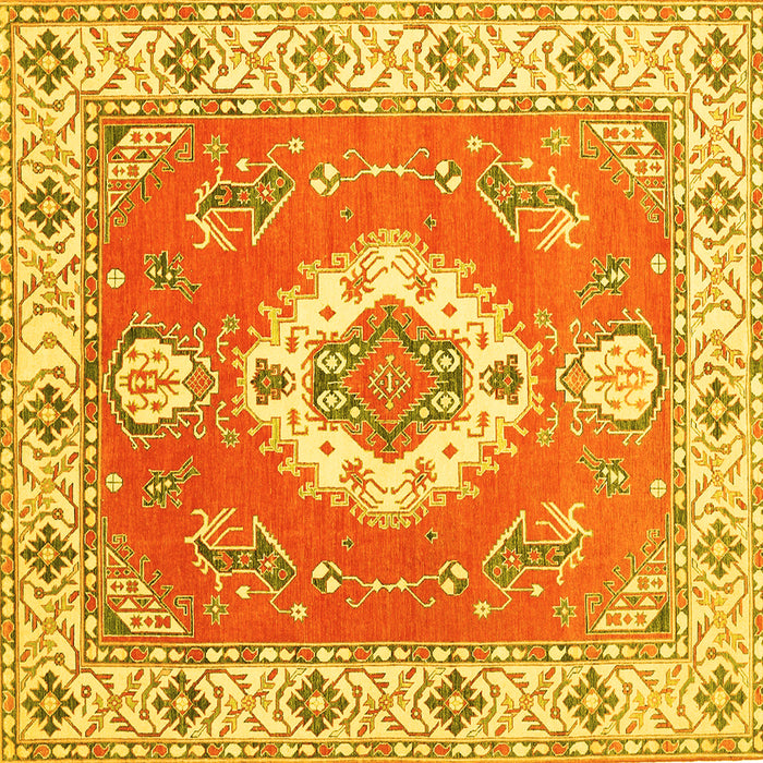Square Medallion Yellow Traditional Rug, tr381yw