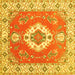 Square Medallion Yellow Traditional Rug, tr381yw