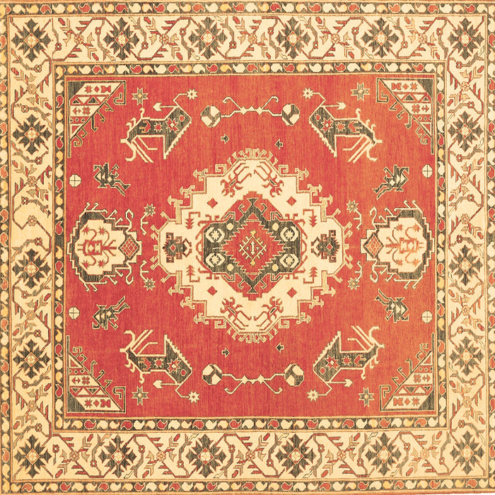 Square Machine Washable Medallion Brown Traditional Rug, wshtr381brn