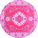 Round Medallion Pink Traditional Rug, tr381pnk