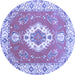 Round Medallion Blue Traditional Rug, tr381blu