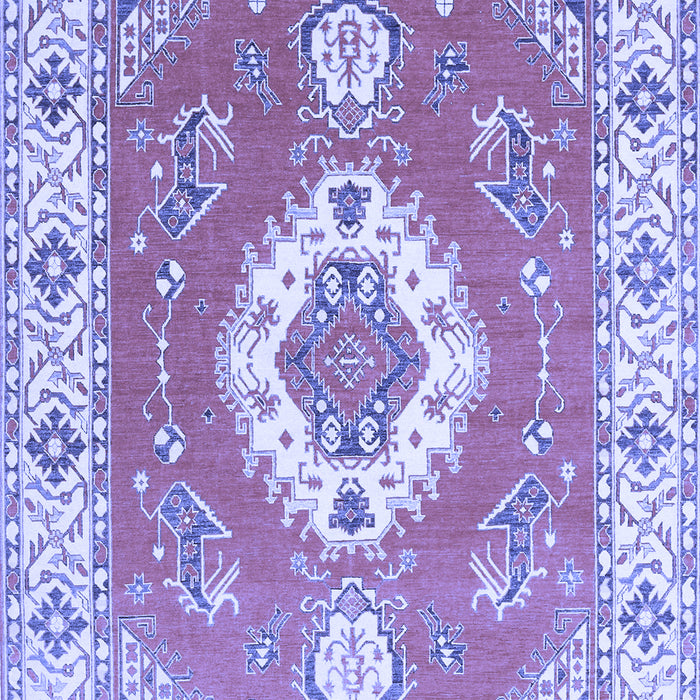 Machine Washable Medallion Blue Traditional Rug, wshtr381blu