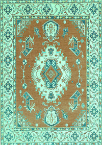 Medallion Turquoise Traditional Rug, tr381turq