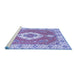 Sideview of Machine Washable Medallion Blue Traditional Rug, wshtr381blu