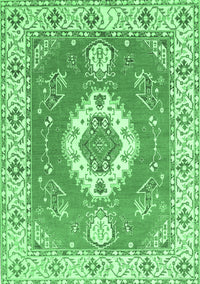 Medallion Emerald Green Traditional Rug, tr381emgrn