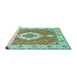 Sideview of Machine Washable Medallion Turquoise Traditional Area Rugs, wshtr381turq