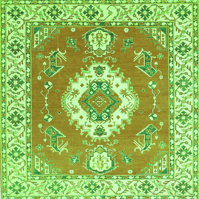 Round Machine Washable Medallion Green Traditional Area Rugs, wshtr381grn