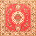 Serging Thickness of Medallion Orange Traditional Rug, tr381org