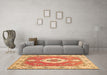 Machine Washable Medallion Brown Traditional Rug in a Living Room,, wshtr381brn