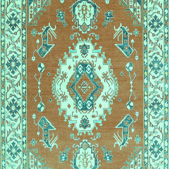 Machine Washable Medallion Turquoise Traditional Area Rugs, wshtr381turq