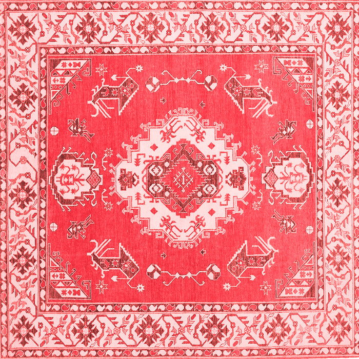 Machine Washable Medallion Red Traditional Rug, wshtr381red