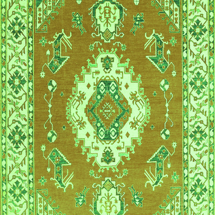 Serging Thickness of Machine Washable Medallion Green Traditional Area Rugs, wshtr381grn