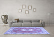 Machine Washable Medallion Blue Traditional Rug in a Living Room, wshtr381blu