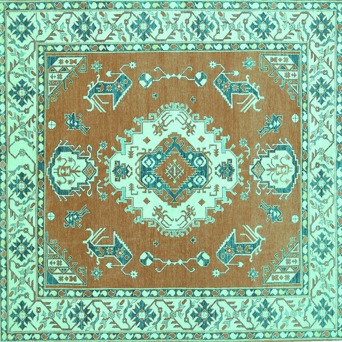 Square Medallion Turquoise Traditional Rug, tr381turq