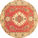 Round Medallion Brown Traditional Rug, tr381brn