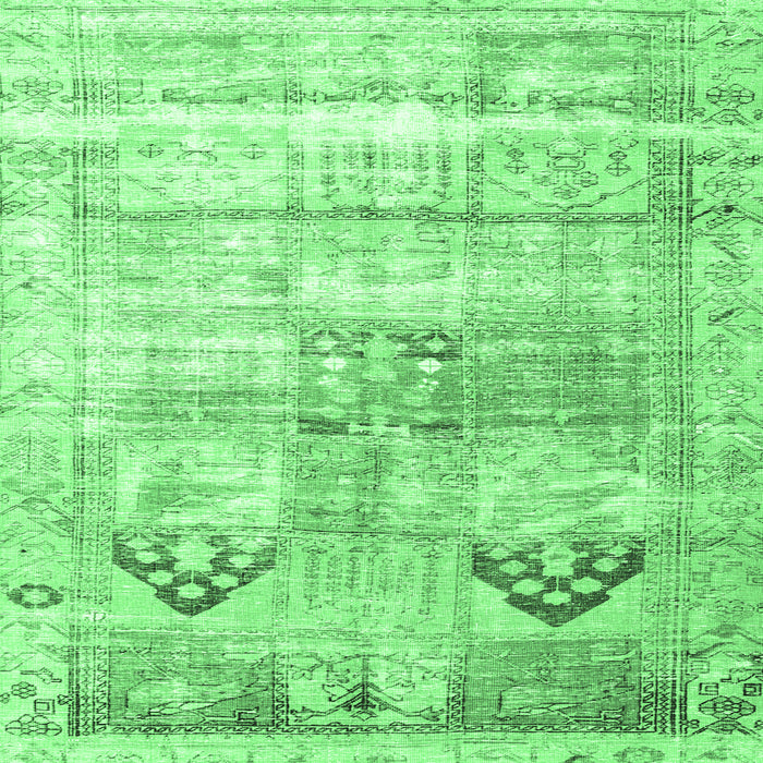 Square Machine Washable Persian Emerald Green Traditional Area Rugs, wshtr3820emgrn