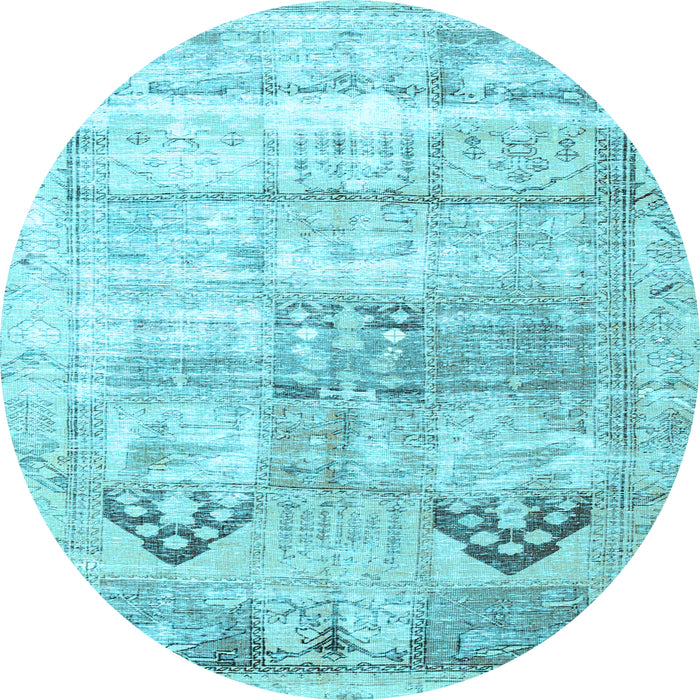 Round Persian Light Blue Traditional Rug, tr3820lblu