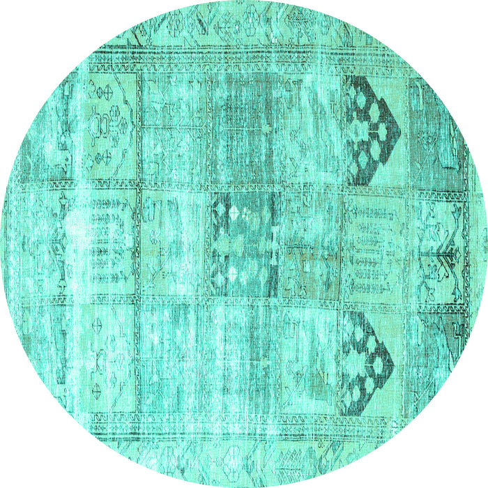 Round Machine Washable Persian Turquoise Traditional Area Rugs, wshtr3820turq
