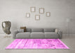 Machine Washable Persian Pink Traditional Rug in a Living Room, wshtr3820pnk