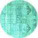 Round Persian Turquoise Traditional Rug, tr3820turq