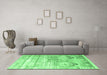 Machine Washable Persian Emerald Green Traditional Area Rugs in a Living Room,, wshtr3820emgrn