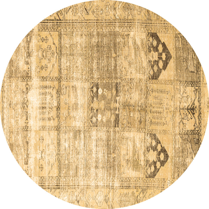 Round Persian Brown Traditional Rug, tr3820brn