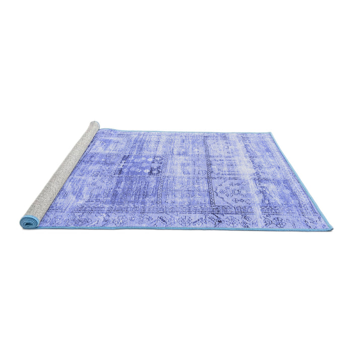 Sideview of Machine Washable Persian Blue Traditional Rug, wshtr3820blu