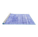 Sideview of Machine Washable Persian Blue Traditional Rug, wshtr3820blu