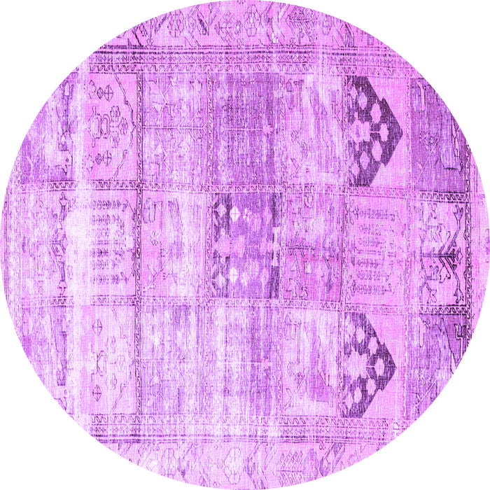Round Machine Washable Persian Purple Traditional Area Rugs, wshtr3820pur