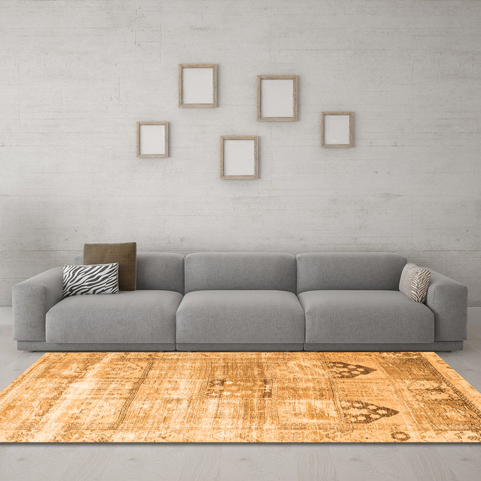 Machine Washable Persian Orange Traditional Area Rugs in a Living Room, wshtr3820org