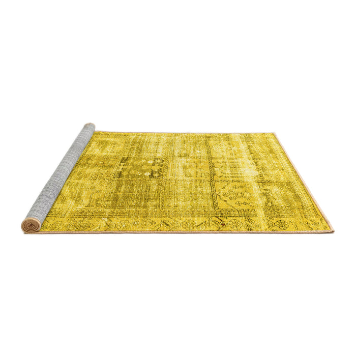 Sideview of Machine Washable Persian Yellow Traditional Rug, wshtr3820yw