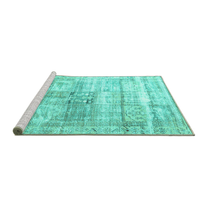 Sideview of Machine Washable Persian Turquoise Traditional Area Rugs, wshtr3820turq