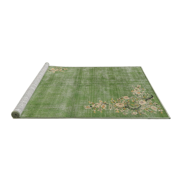 Sideview of Machine Washable Traditional Olive Green Rug, wshtr3821