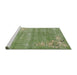 Sideview of Machine Washable Traditional Olive Green Rug, wshtr3821