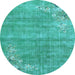 Round Oriental Light Blue Asian Inspired Rug, tr3821lblu