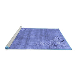 Sideview of Machine Washable Oriental Blue Asian Inspired Rug, wshtr3821blu