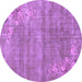 Round Machine Washable Oriental Purple Asian Inspired Area Rugs, wshtr3821pur