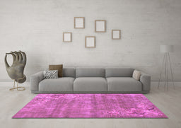 Machine Washable Oriental Pink Asian Inspired Rug in a Living Room, wshtr3821pnk