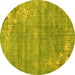 Round Oriental Yellow Asian Inspired Rug, tr3821yw