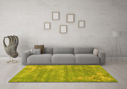 Machine Washable Oriental Yellow Asian Inspired Rug in a Living Room, wshtr3821yw