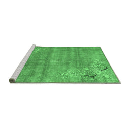 Sideview of Machine Washable Oriental Emerald Green Asian Inspired Area Rugs, wshtr3821emgrn